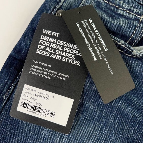 Silver Jeans Womens Avery Curvy Fit High Rise Skinny Crop Blue Jeans 29x25 New - Picture 8 of 12